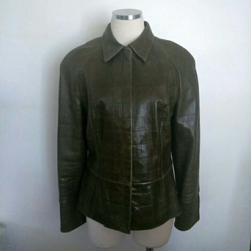 Worth embossed leather jacket